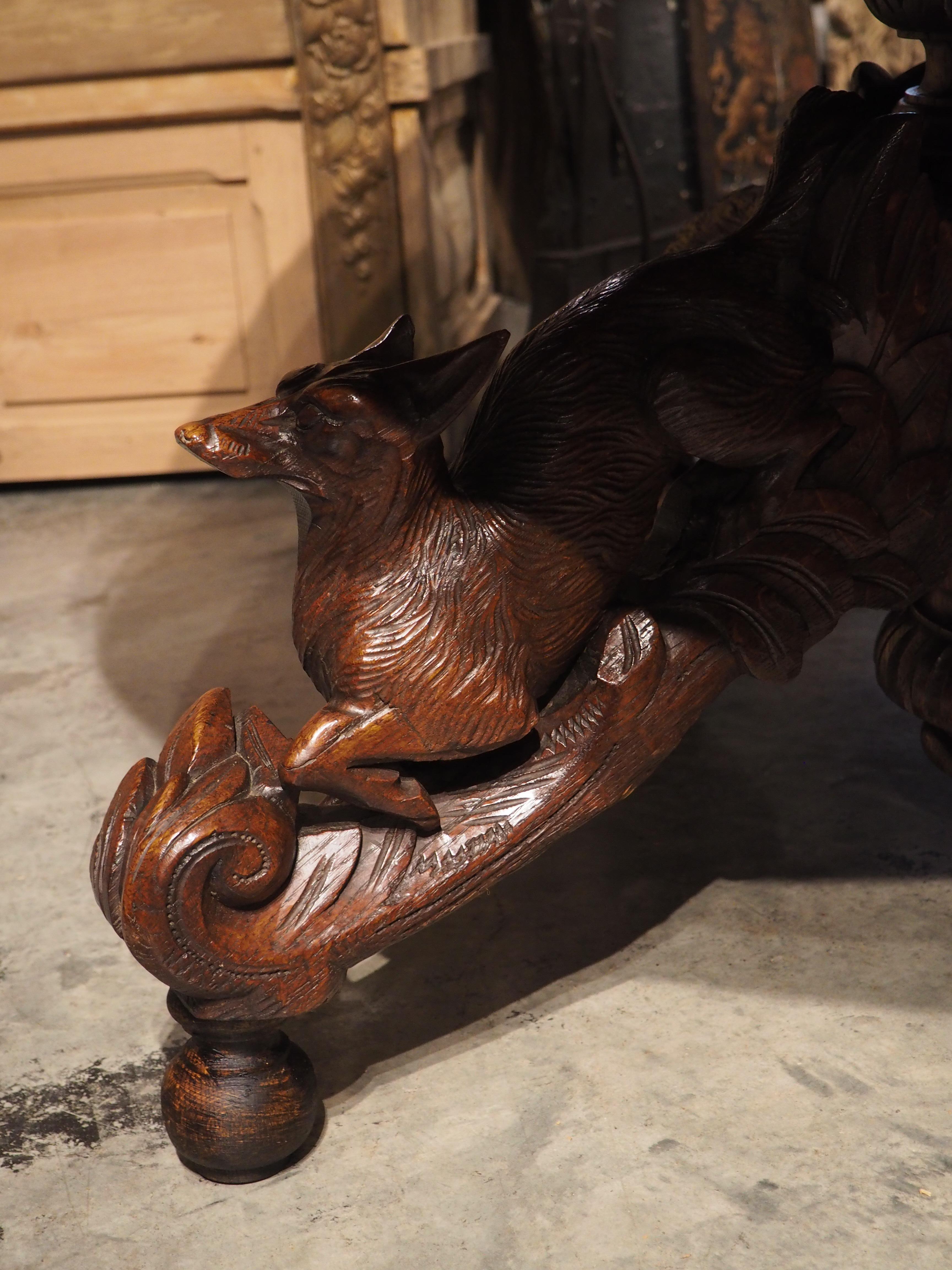 Antique Carved French Oak Oval Hunt Table with Boar, Dog, Fox, and Stag, c 1890 For Sale 8