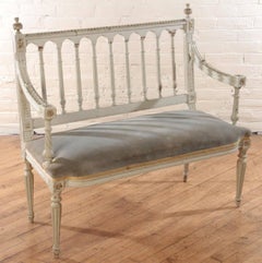 Antique Carved French Painted Settee, circa 1910