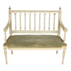 Antique Carved French Painted Settee, circa 1910