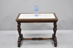 Antique Carved Full Cherub Putti Figural Italian Renaissance Side Table