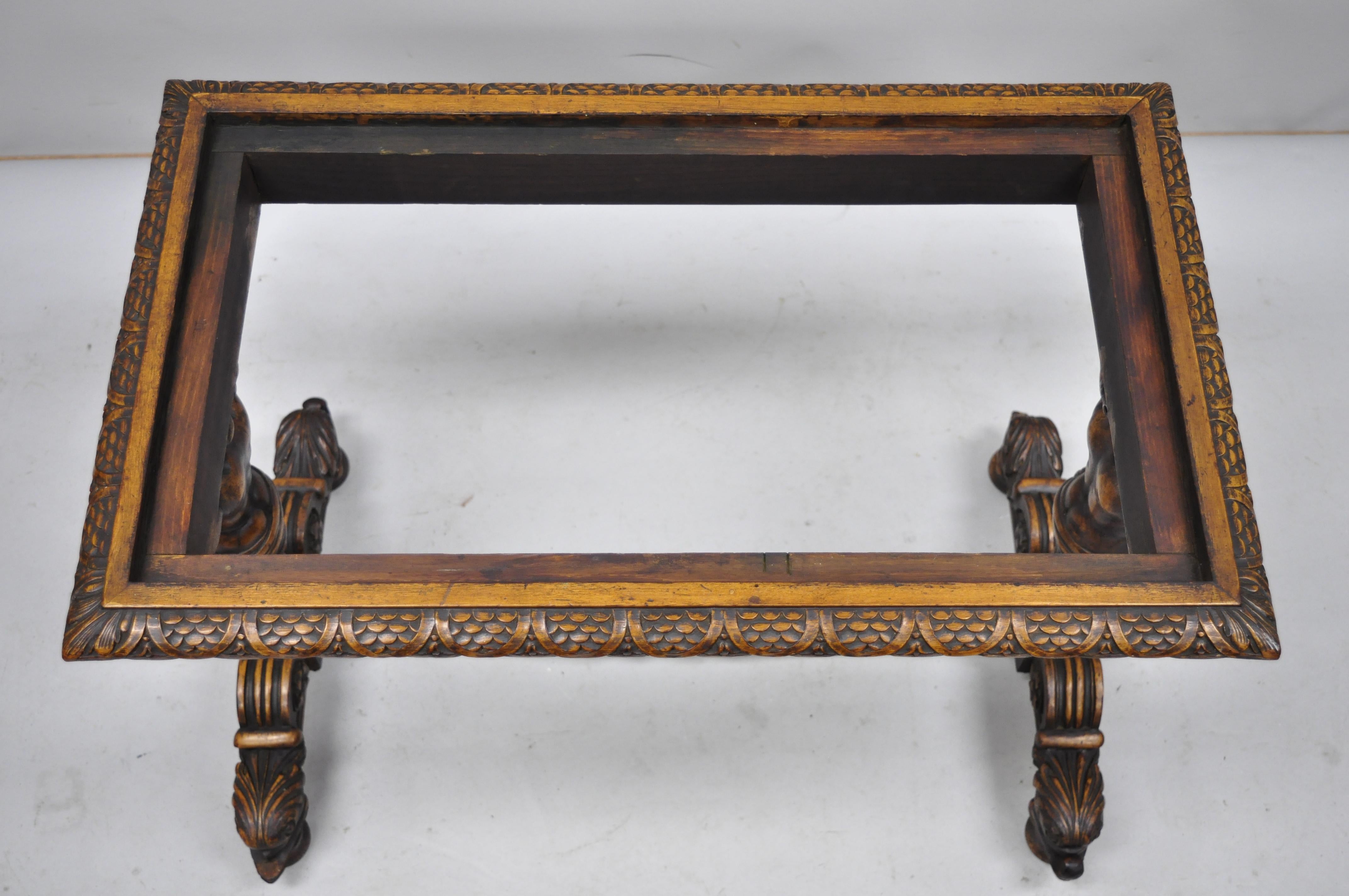 Antique Carved Full Cherub Putti Figural Italian Renaissance Side Table 2