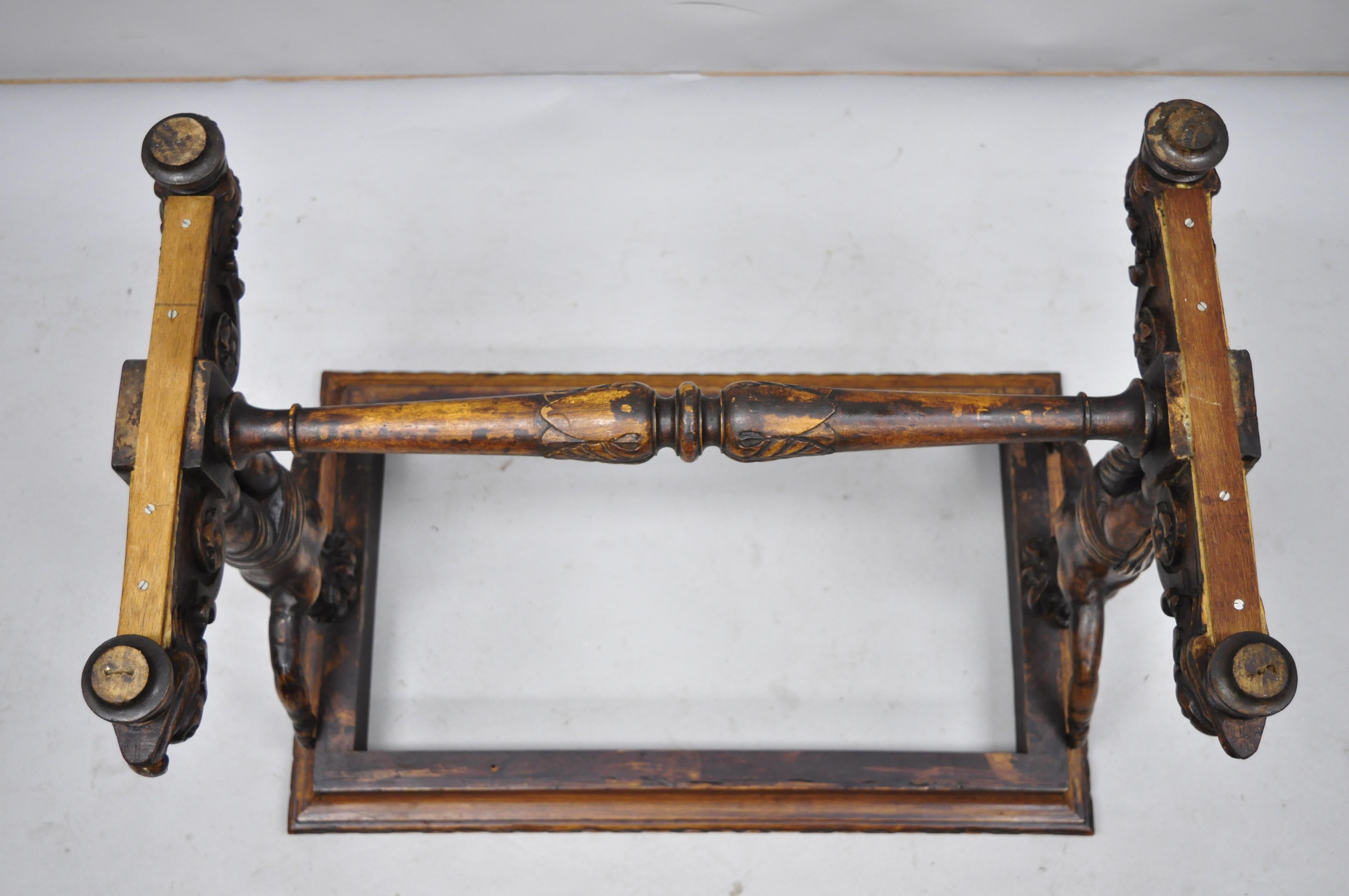Antique Carved Full Cherub Putti Figural Italian Renaissance Side Table 3