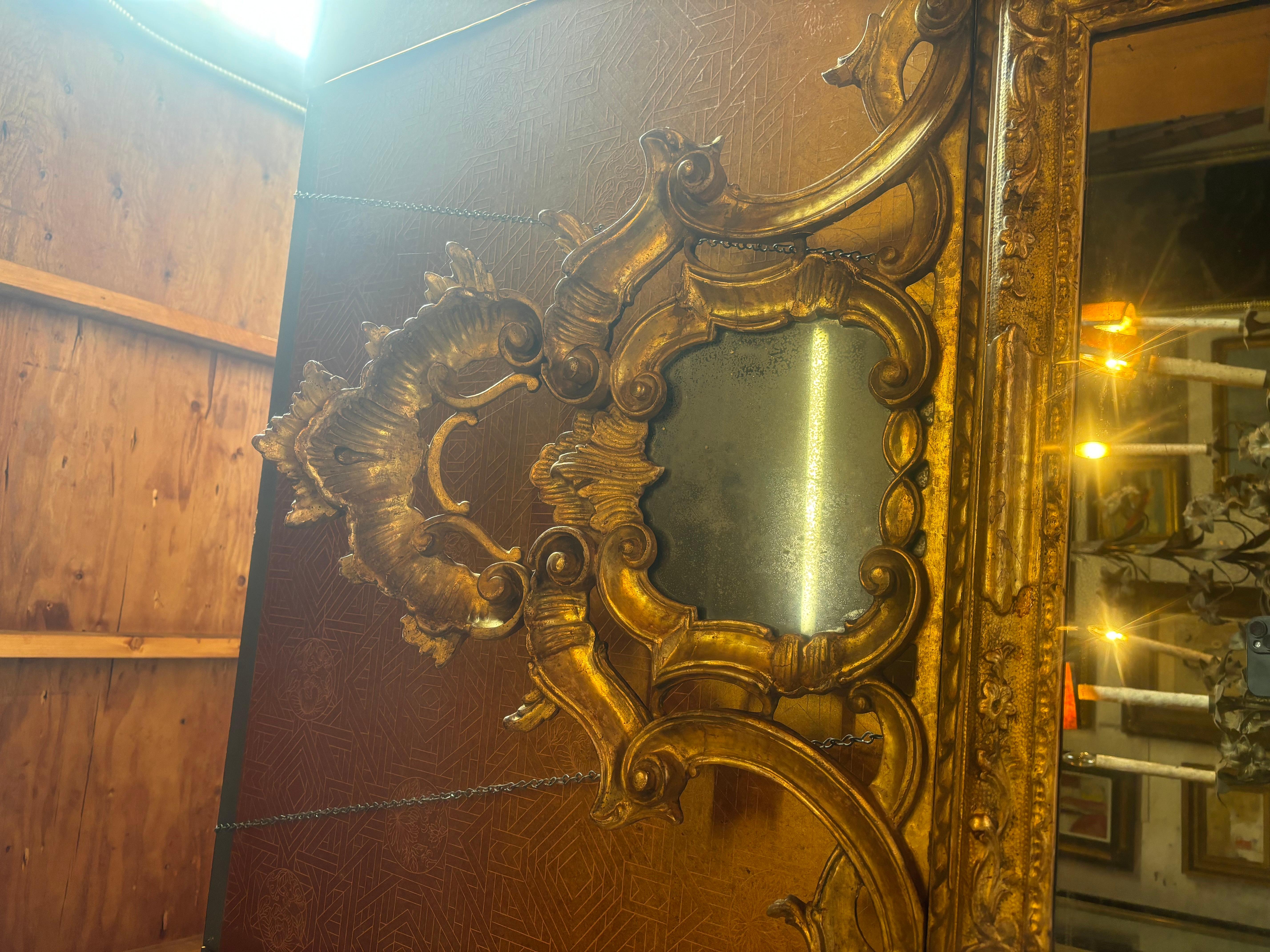 French Antique Carved Gilt Mirror For Sale