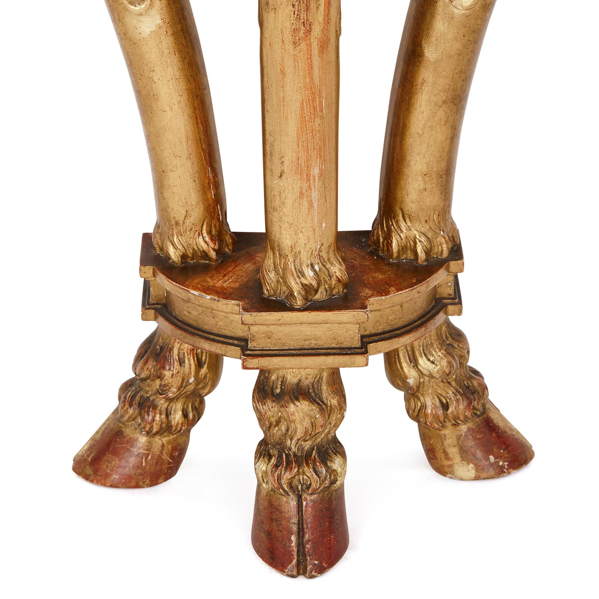 Francese Antique Carved Giltwood and Pink Marble Console Table by Linke in vendita