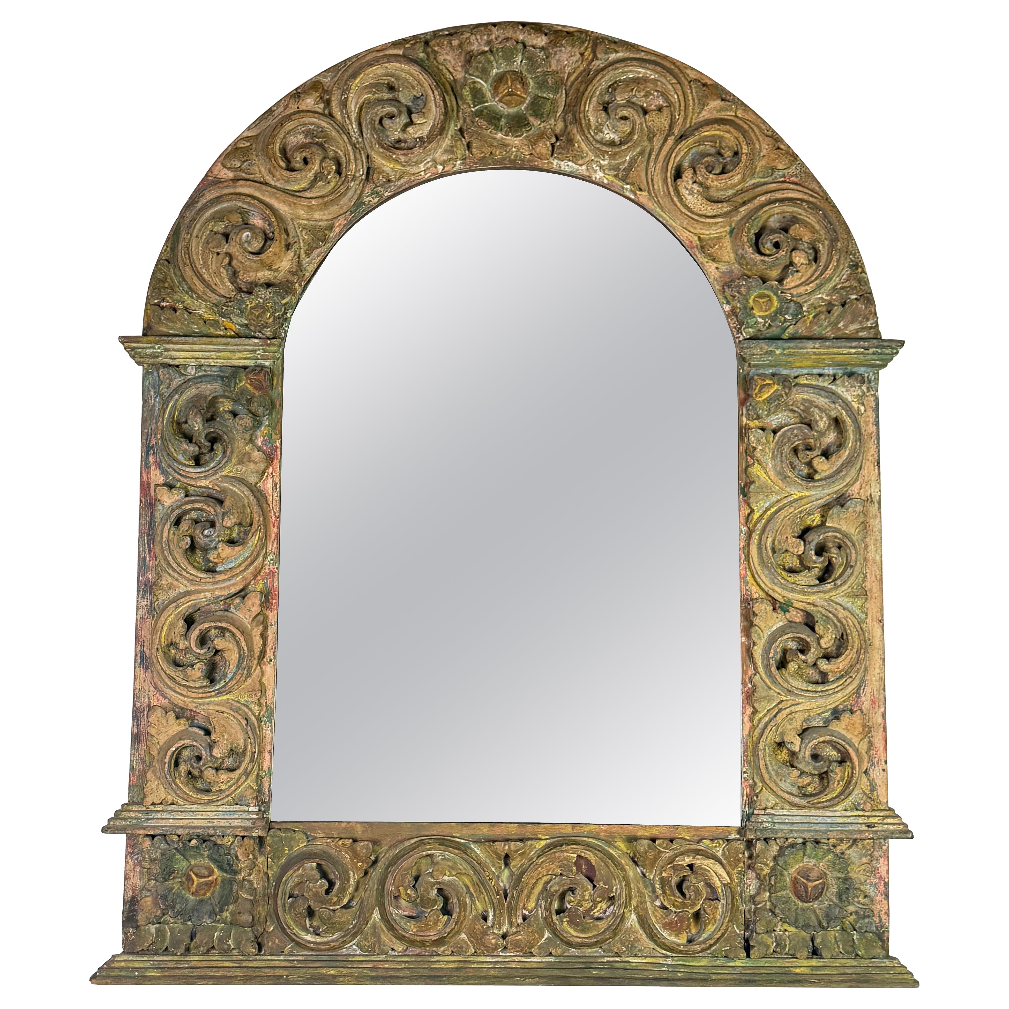 Antique Antique Mirror en bois doré sculpté, Europe continentale, XVIIIe siècle