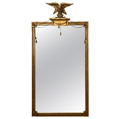 Antique Carved Giltwood Eagle Mounted Mirror