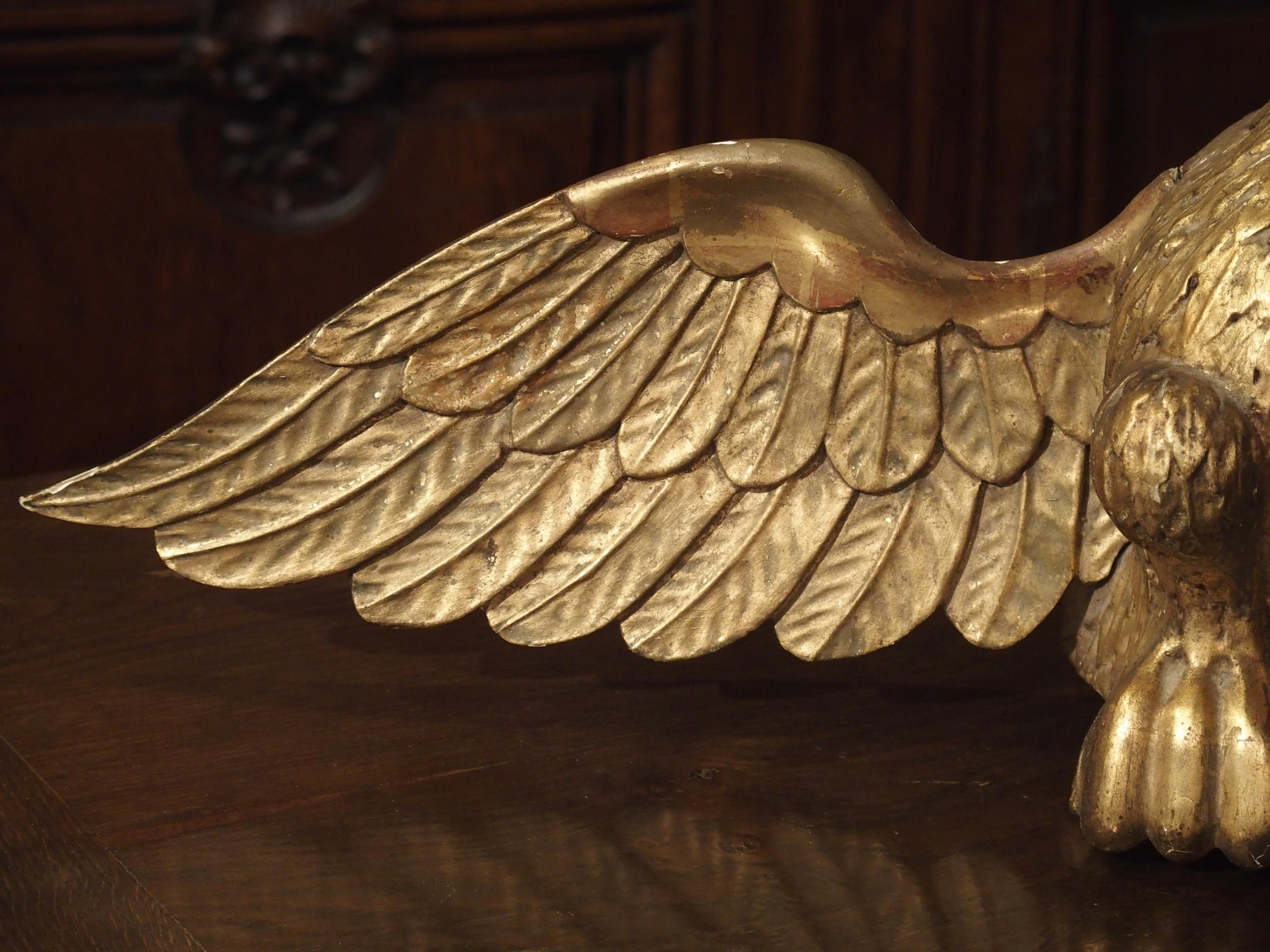 XIXe siècle Statue ancienne d'aigle en bois doré sculpté et sculpté en vente