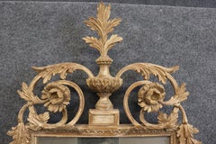 Antique Carved Giltwood French Louis XV Mirror with Patinated Silver on Back