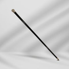 Antique Carved Gold Plate Knob Handle Halifax Walking Stick Cane Black
