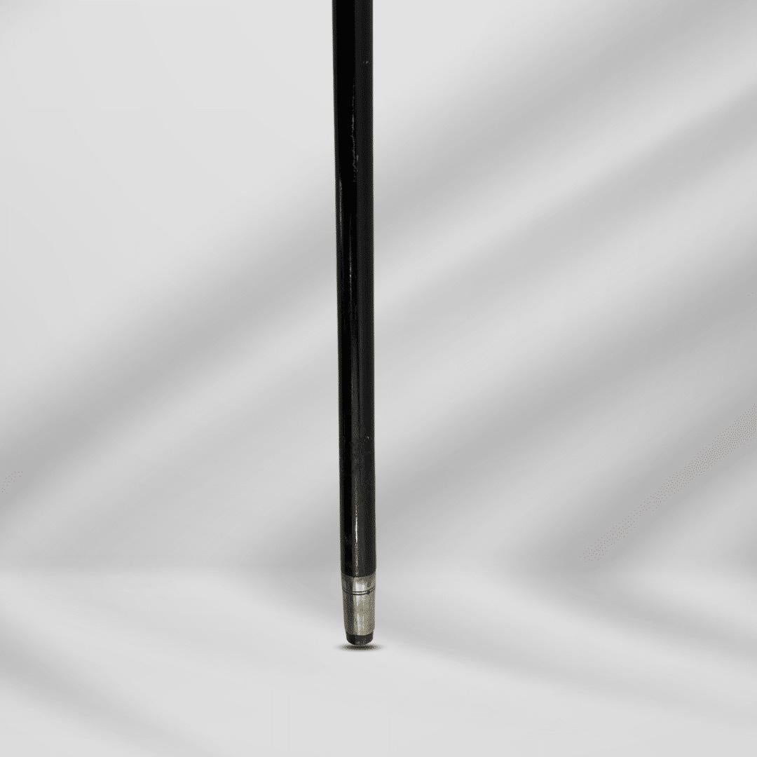 Antique Carved Gold Plate Knob Handle Walking Stick Cane Black Signed 1889 For Sale 1