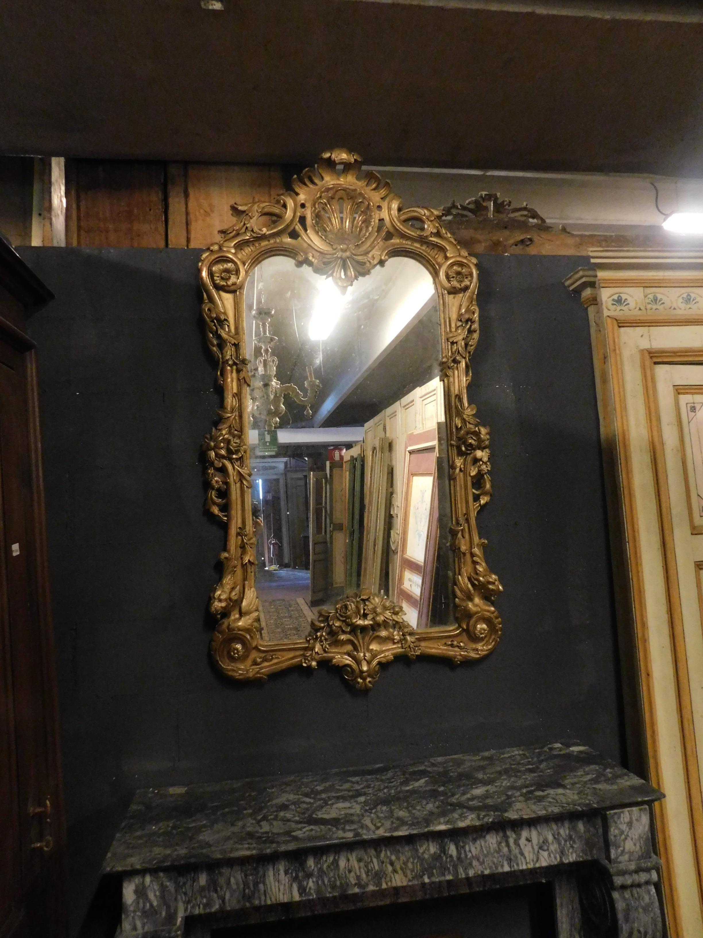 miroir ancien bois sculpte