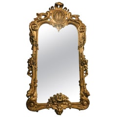 Antique Carved Golden Wood Mirror, 1800, Italy