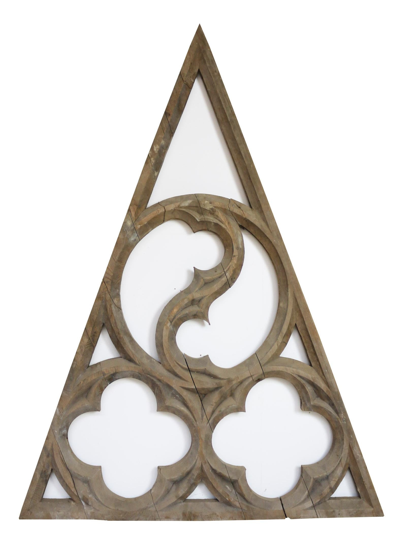 European Antique Carved Gothic Tracery Panel
