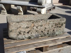Antique Carved Granite Farm Trough from Normandy, France, 19th Century