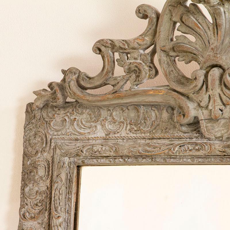 Swedish Antique Carved Gray Painted Mirror