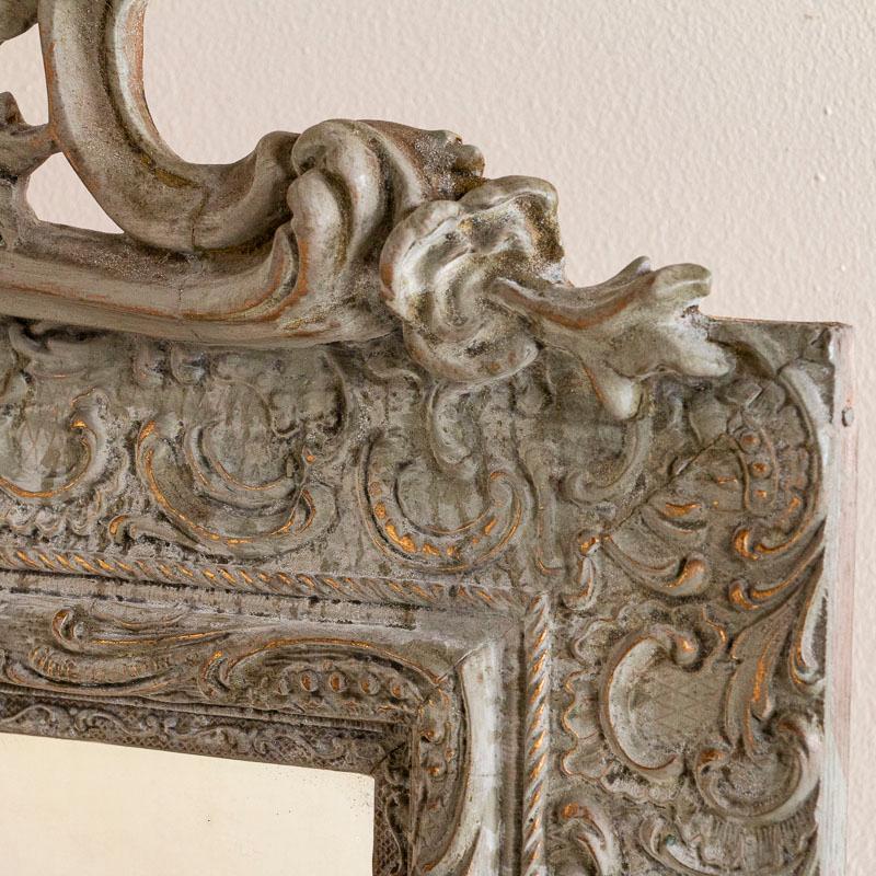 Antique Carved Gray Painted Mirror 2