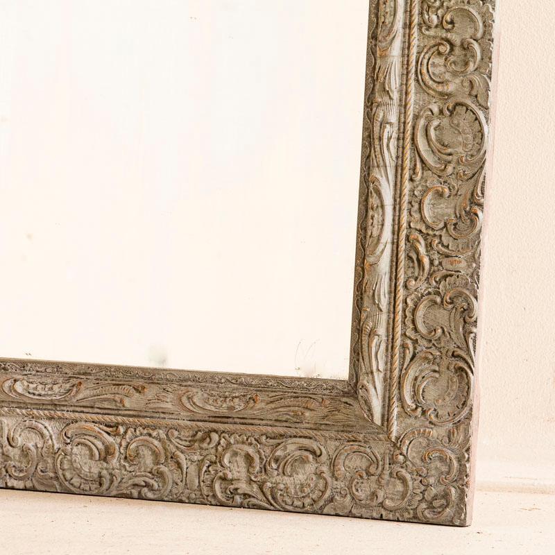 Antique Carved Gray Painted Mirror 3