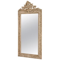 Antique Carved Gray Painted Mirror