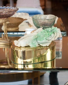Antique Carved Green Jade Cabbage on Brass Base by Studio Maison Nurita