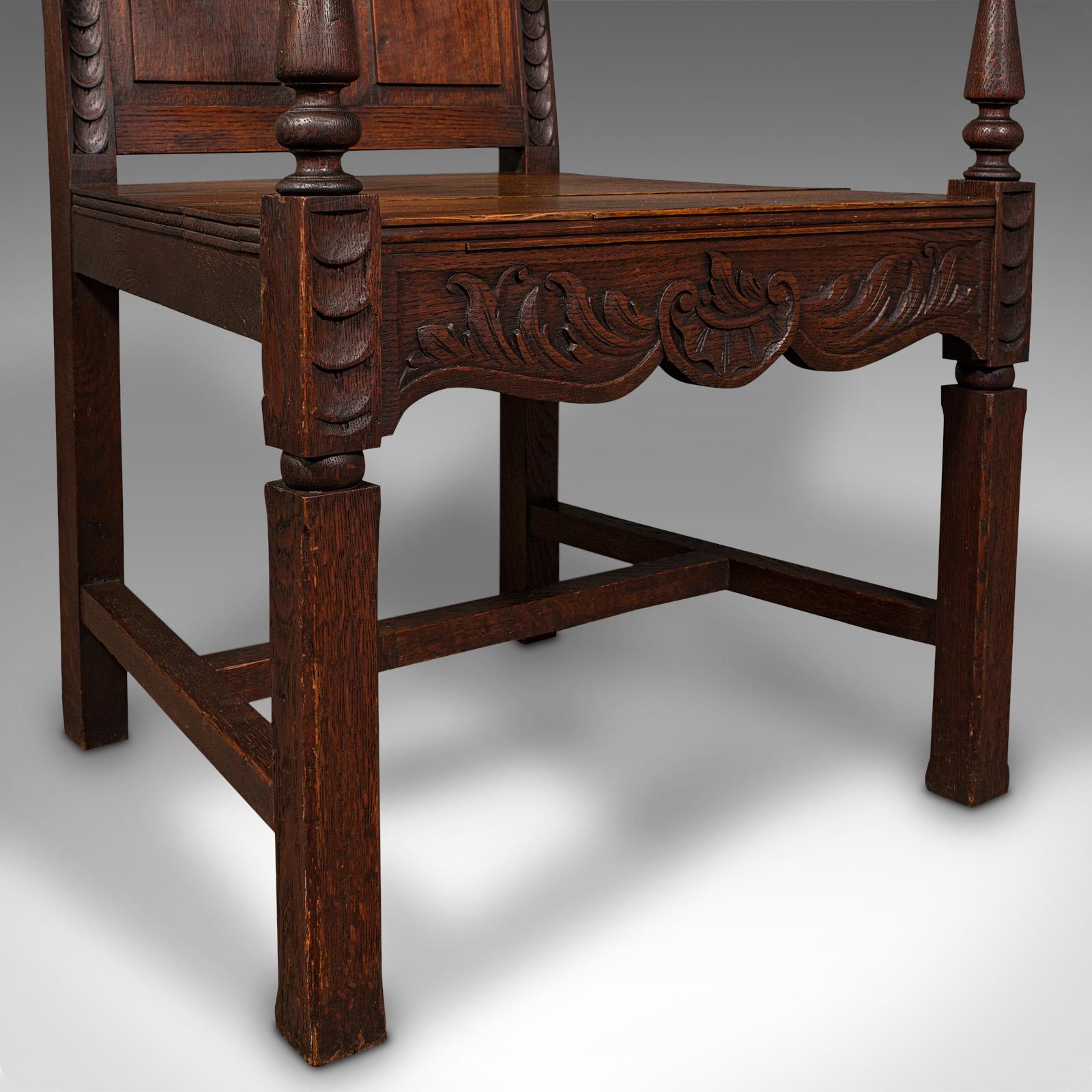 Antique Carved Hall Chair, Scottish, Oak, Decorative Elbow Seat, Victorian, 1860 8