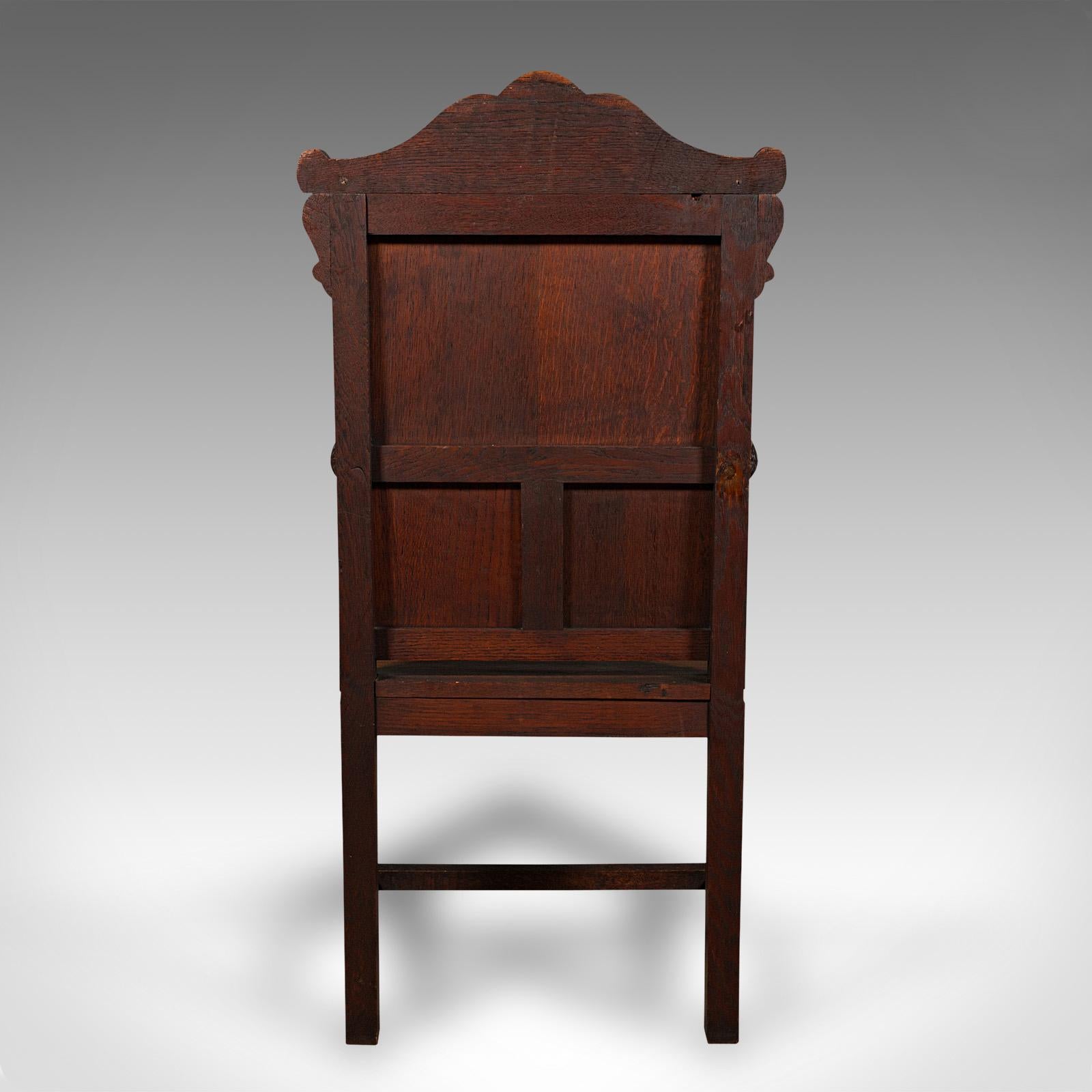 Antique Carved Hall Chair, Scottish, Oak, Decorative Elbow Seat, Victorian, 1860 1