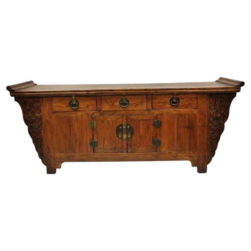 Antique Carved Hardwood Chinese Altar Console Table Sideboard Buffet Credenza
