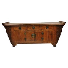 Antique Carved Hardwood Chinese Altar Console Table Sideboard Buffet Credenza