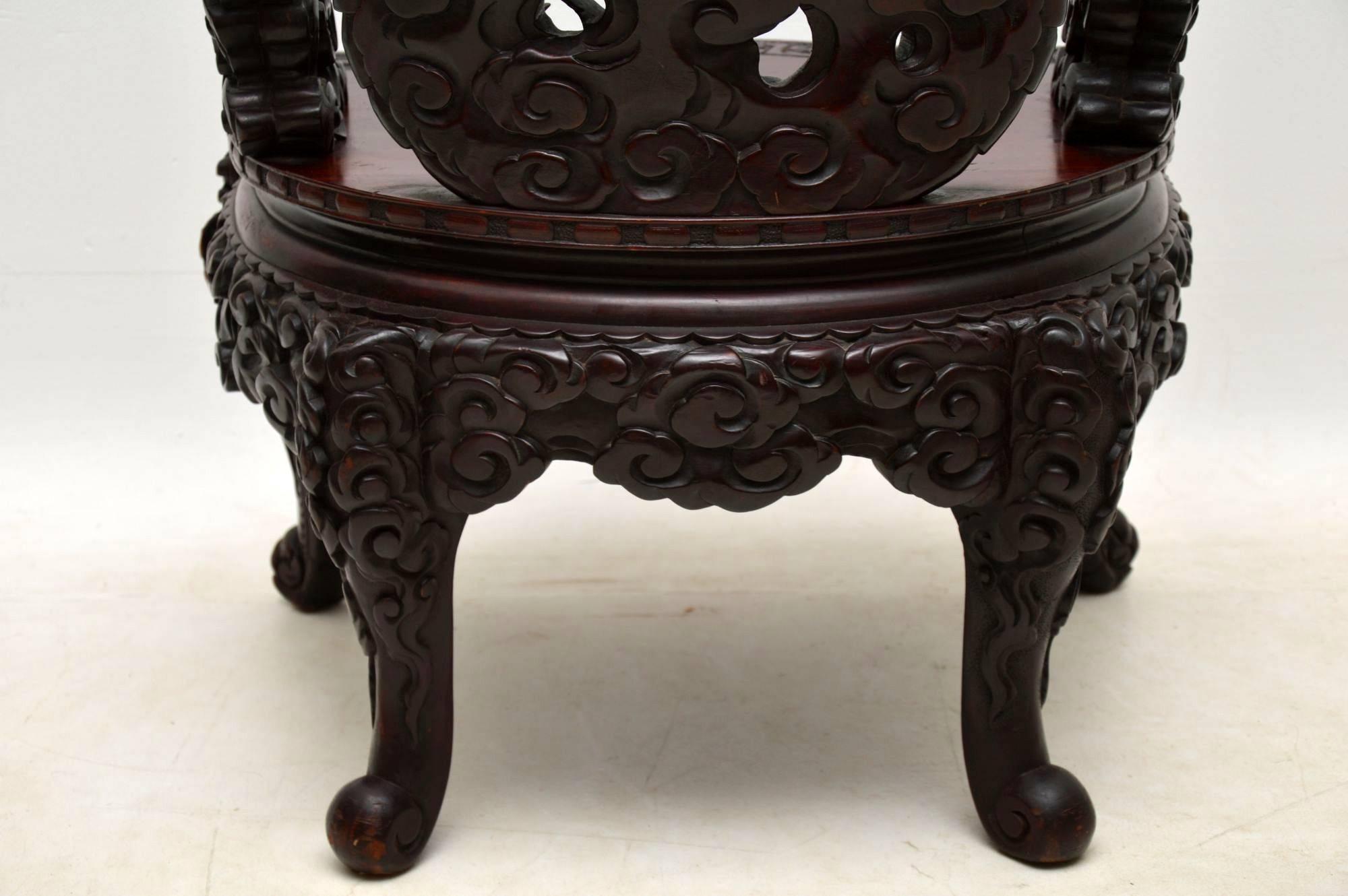 Antique Carved Hardwood Chinese Armchair 8