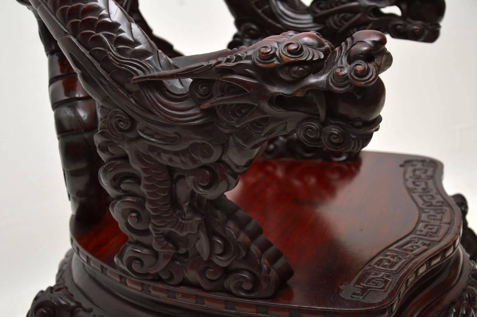 Wood Antique Carved Hardwood Chinese Armchair
