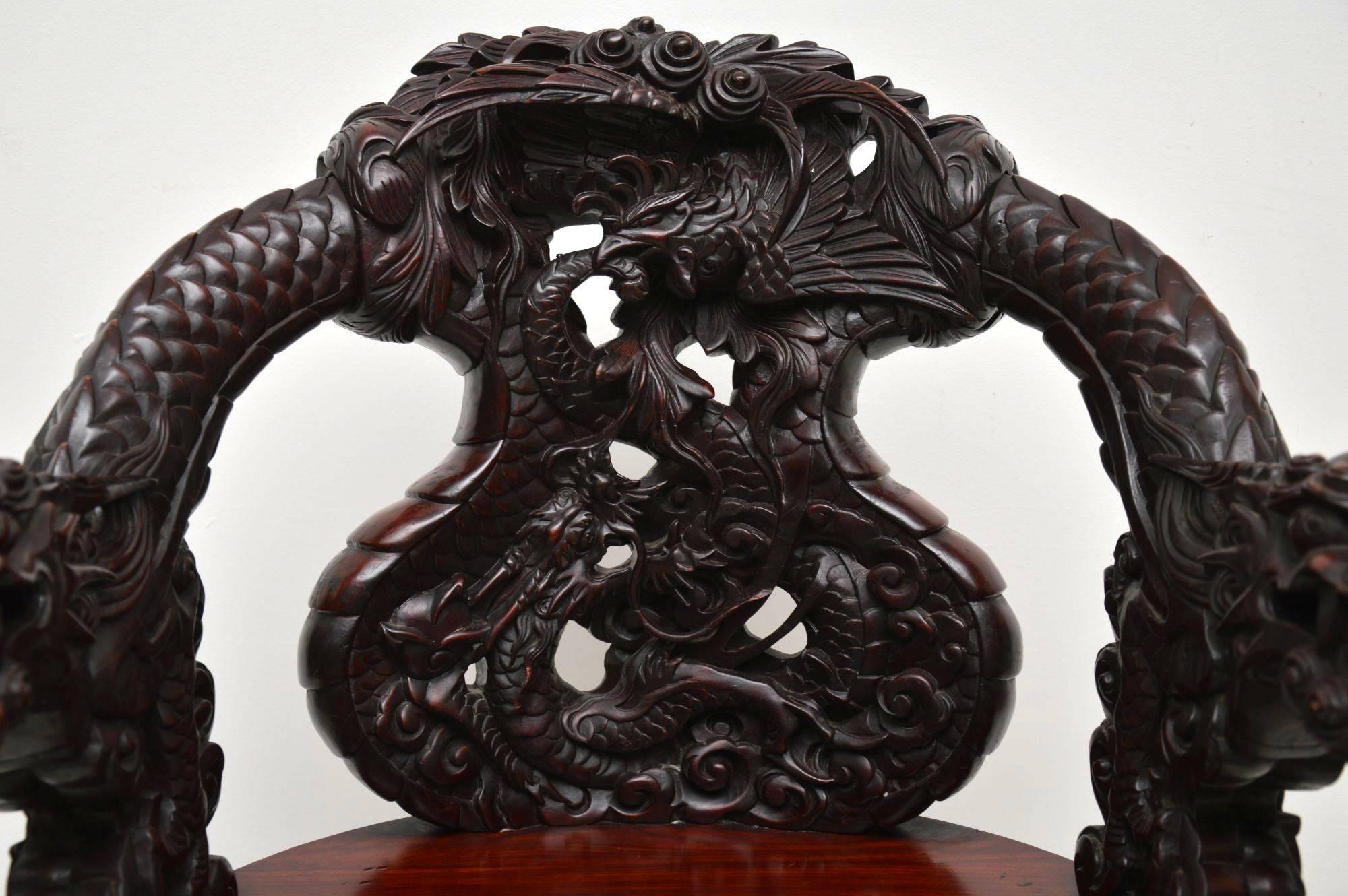 Antique Carved Hardwood Chinese Armchair 3