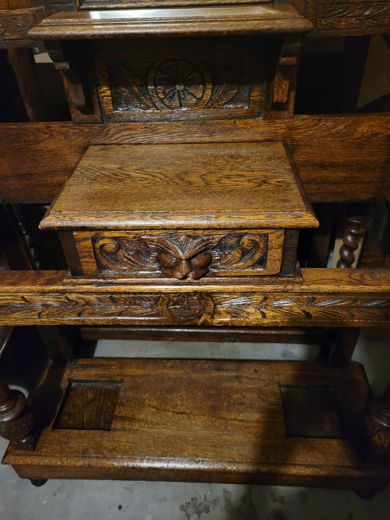 Antique Carved Hall Tree with Beveled Mirror For Sale at 1stDibs antique hall tree