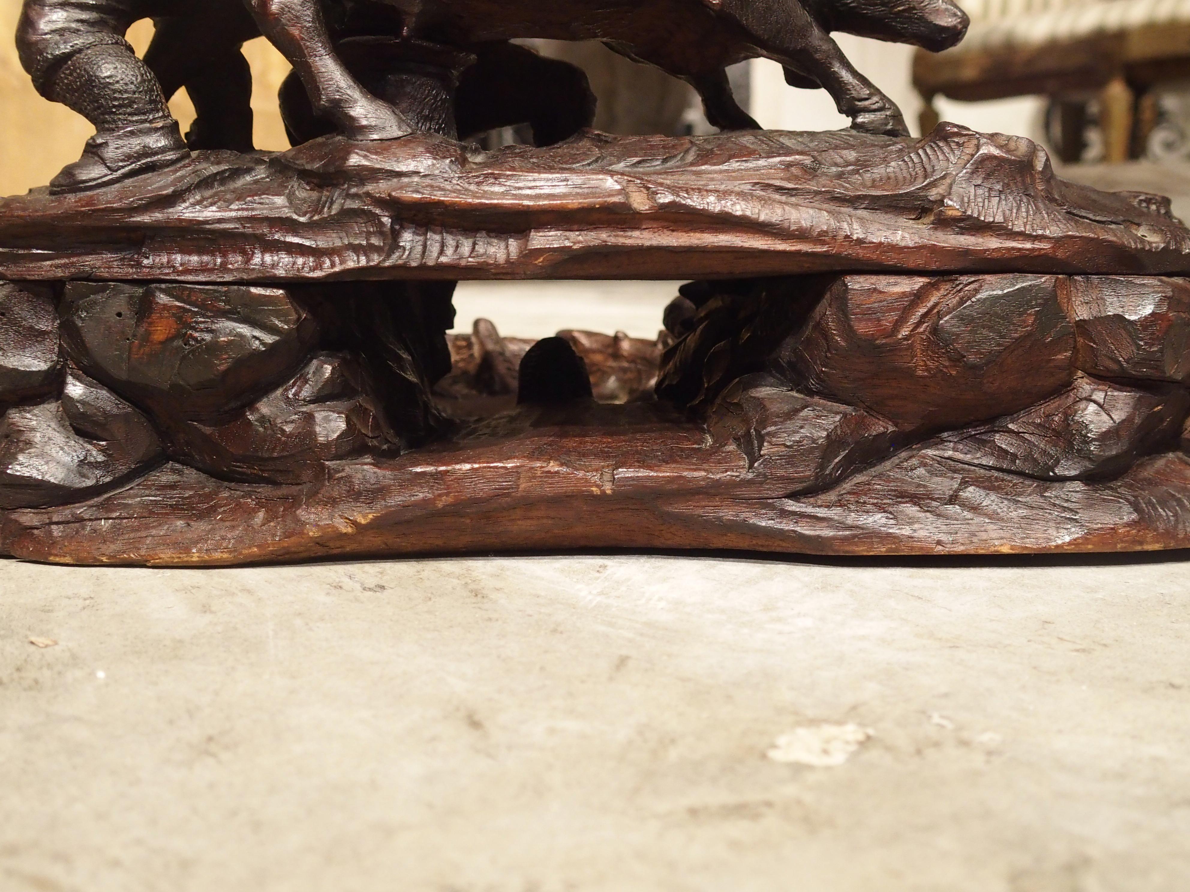 Antique Carved Inkwell, Swiss Milk Cow, Late 19th Century 9