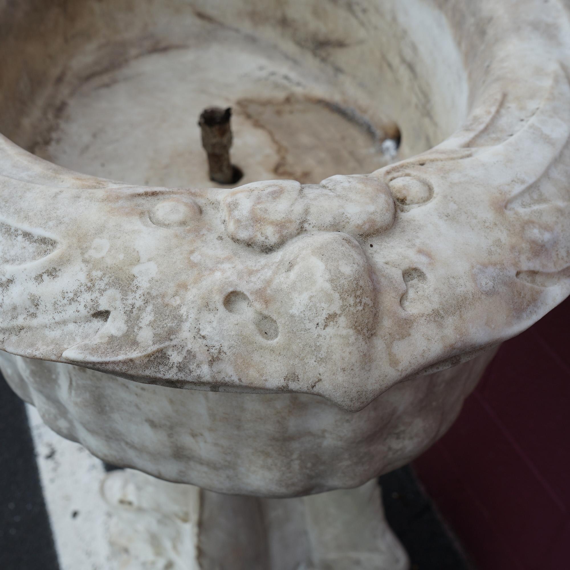 Antique Carved Italian Carrara Marble Figural Sea Serpent Fountain C1880 5