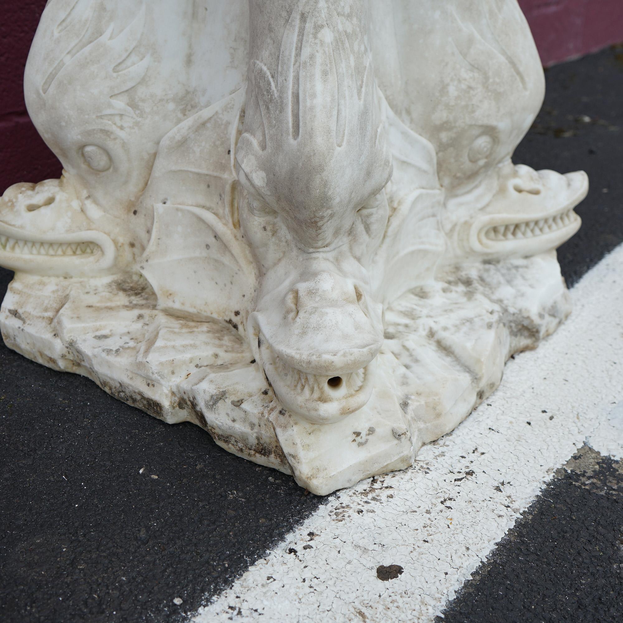 Antique Carved Italian Carrara Marble Figural Sea Serpent Fountain C1880 7