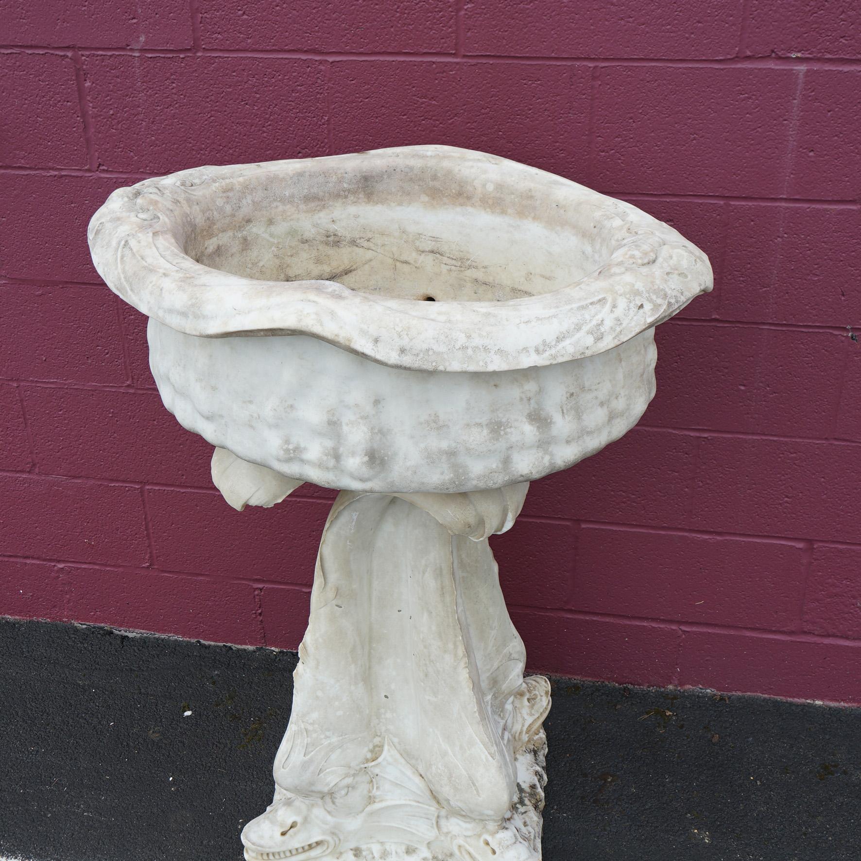 Greco Roman Antique Carved Italian Carrara Marble Figural Sea Serpent Fountain C1880