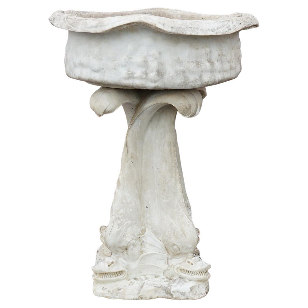 Antique Carved Italian Carrara Marble Figural Sea Serpent Fountain C1880 In Good Condition In Big Flats, NY