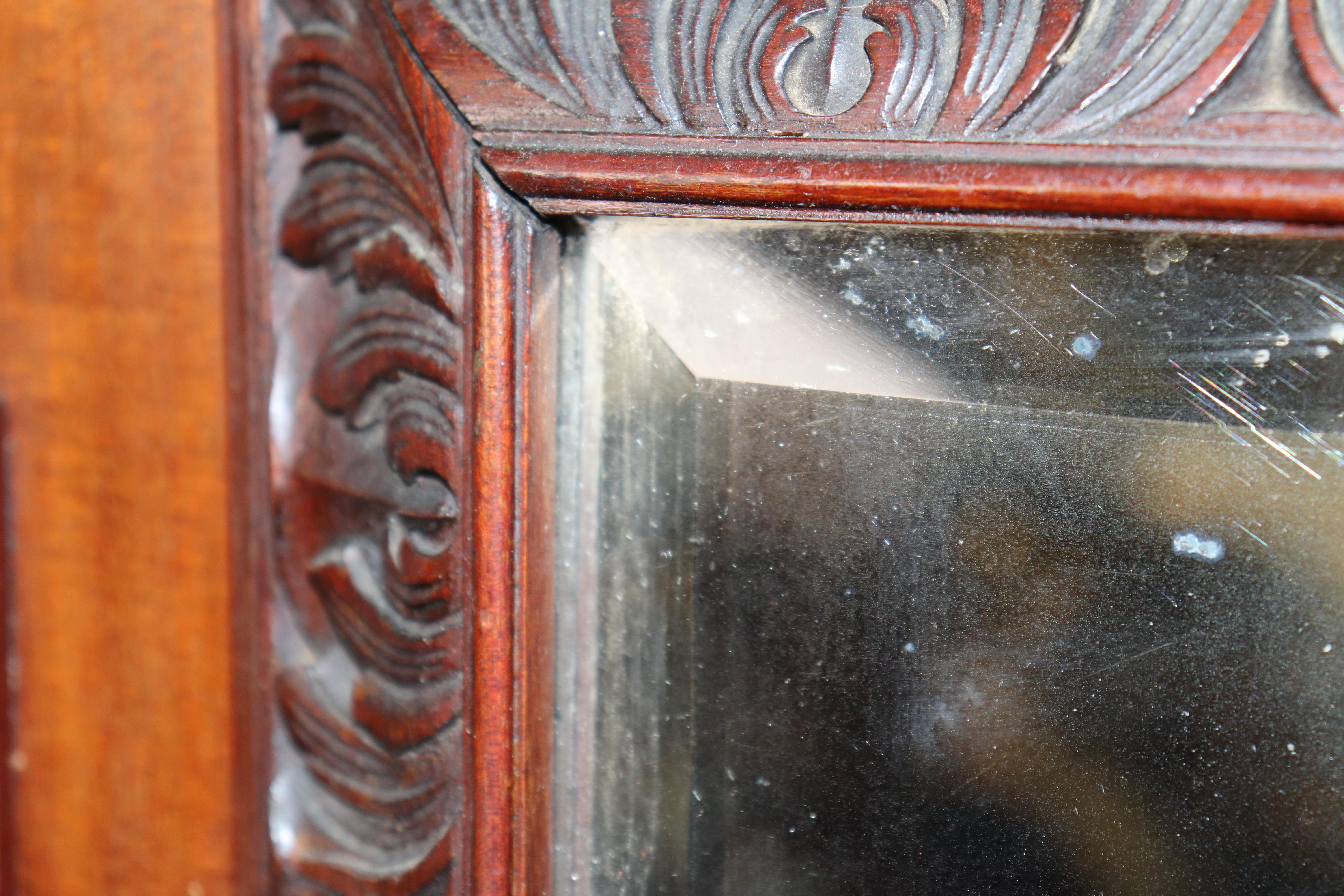 Antique Carved Italian Mahogany Wall Mirror For Sale 4
