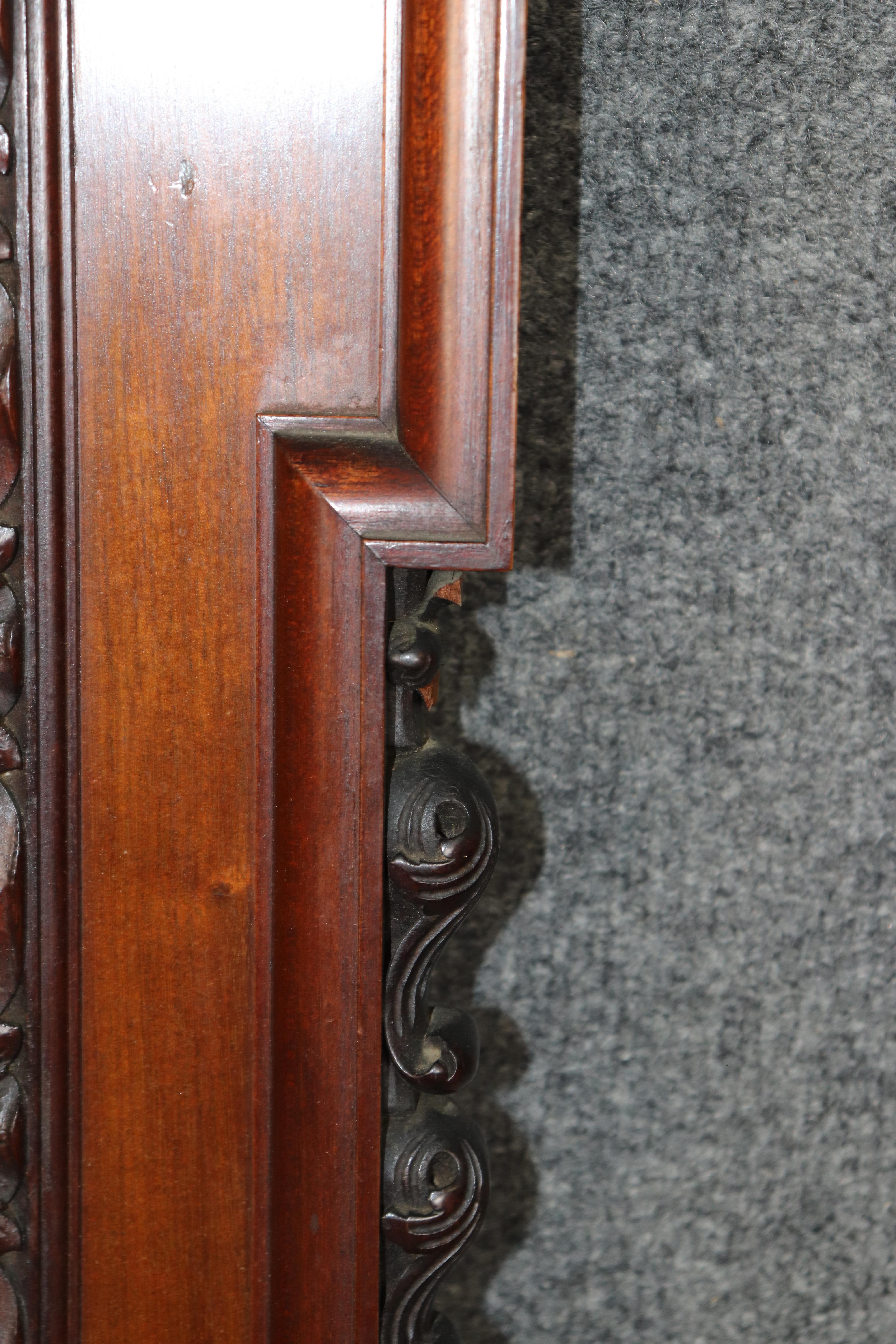 Antique Carved Italian Mahogany Wall Mirror For Sale 1