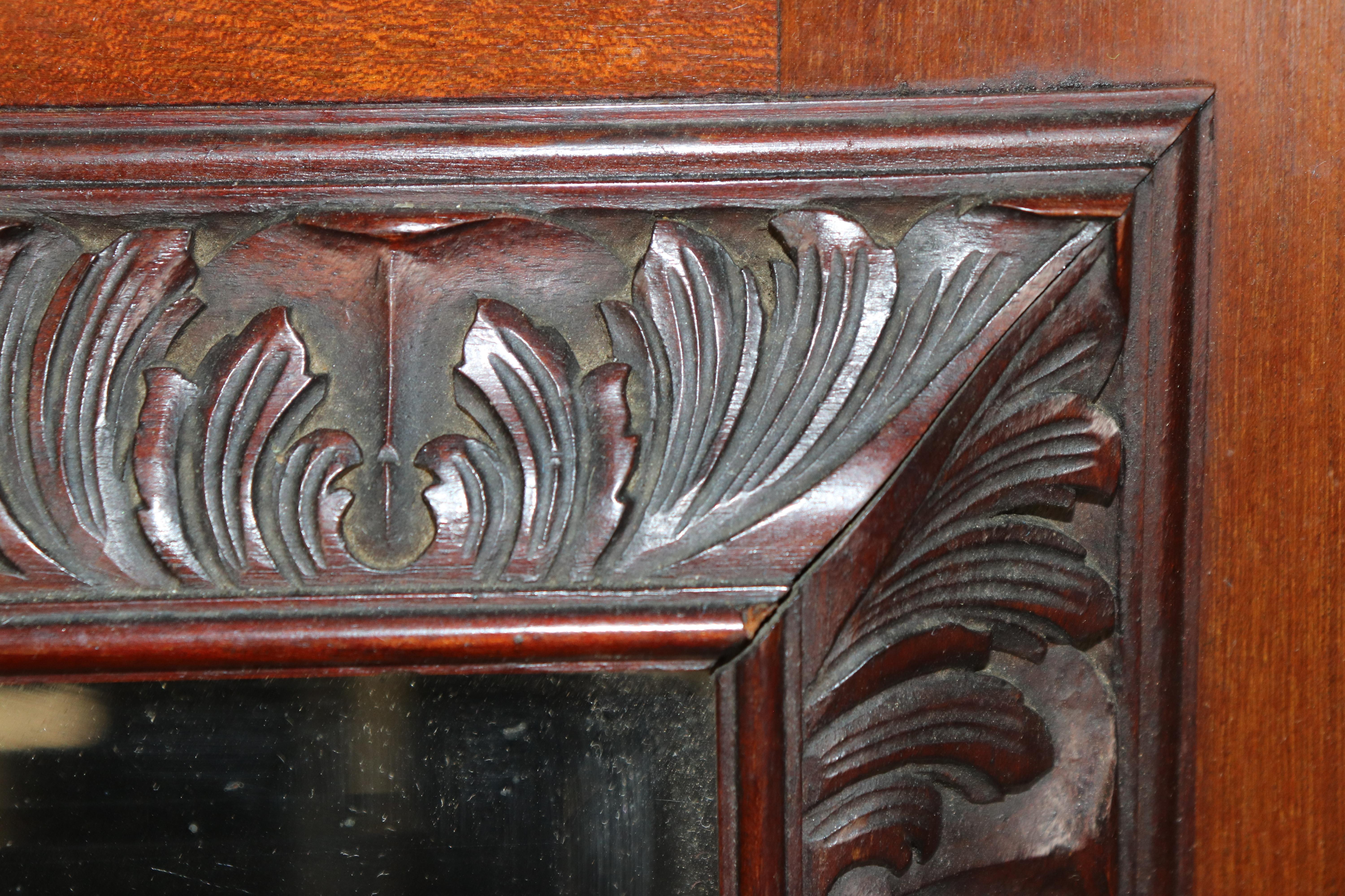 Antique Carved Italian Mahogany Wall Mirror For Sale 3