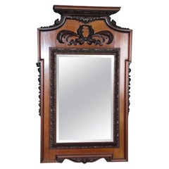 Antique miroir mural en acajou sculpté italien
