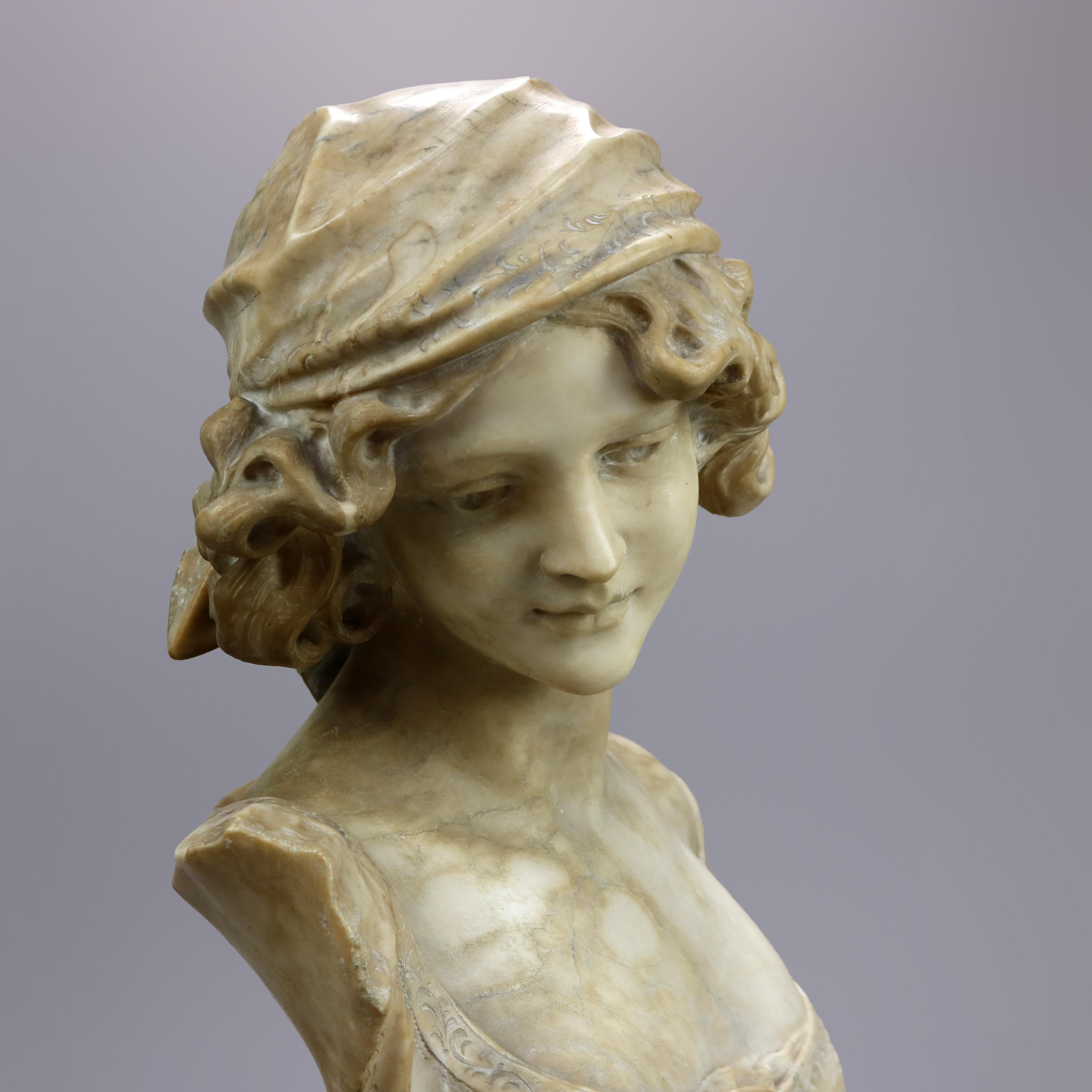 Antique Carved Italian Marble Classical Woman Bust Sculpture, Circa 1890 In Good Condition In Big Flats, NY