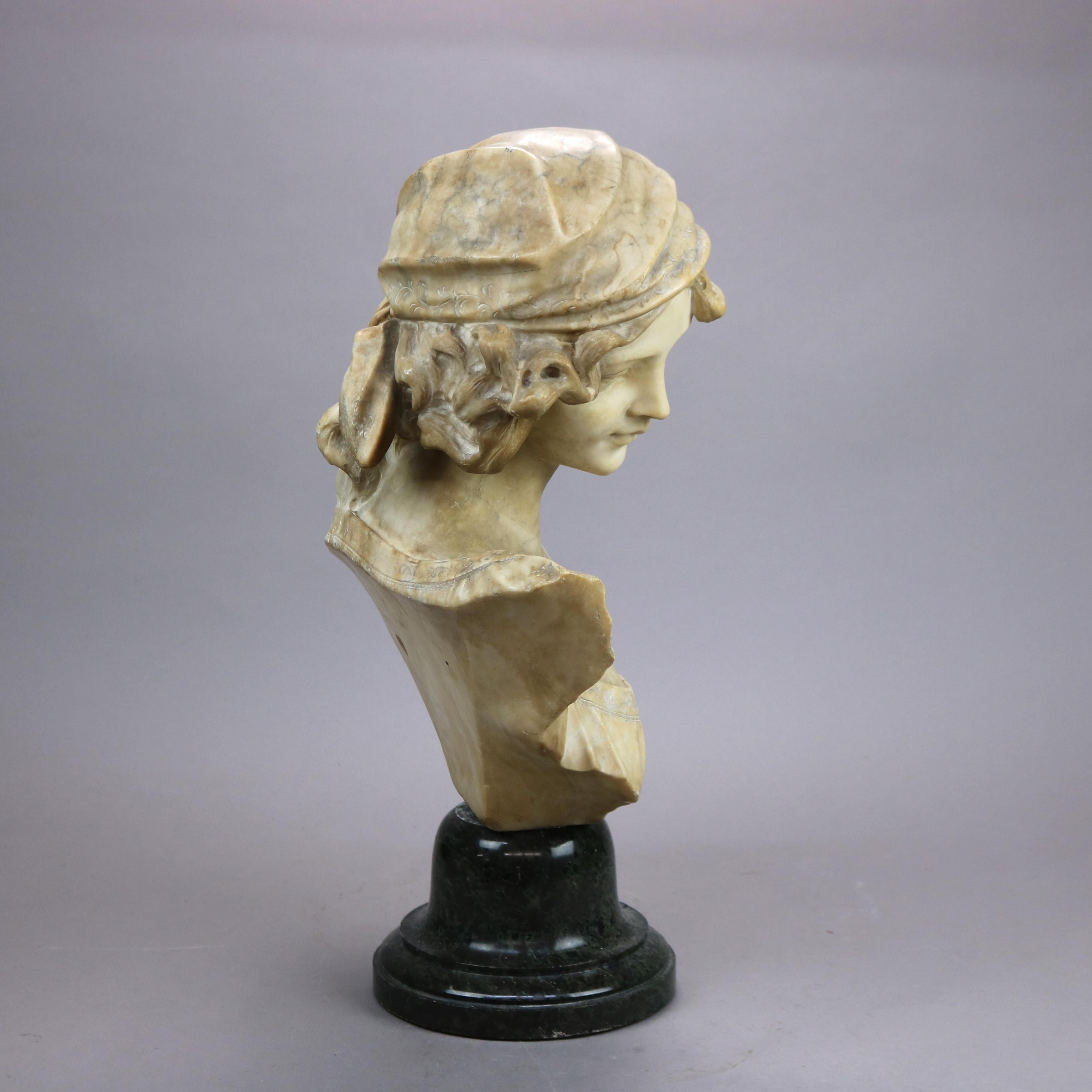 Antique Carved Italian Marble Classical Woman Bust Sculpture, Circa 1890 1