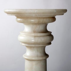 Carved Italian Marble Doric Column Sculpture Display Pedestal, 20th Century