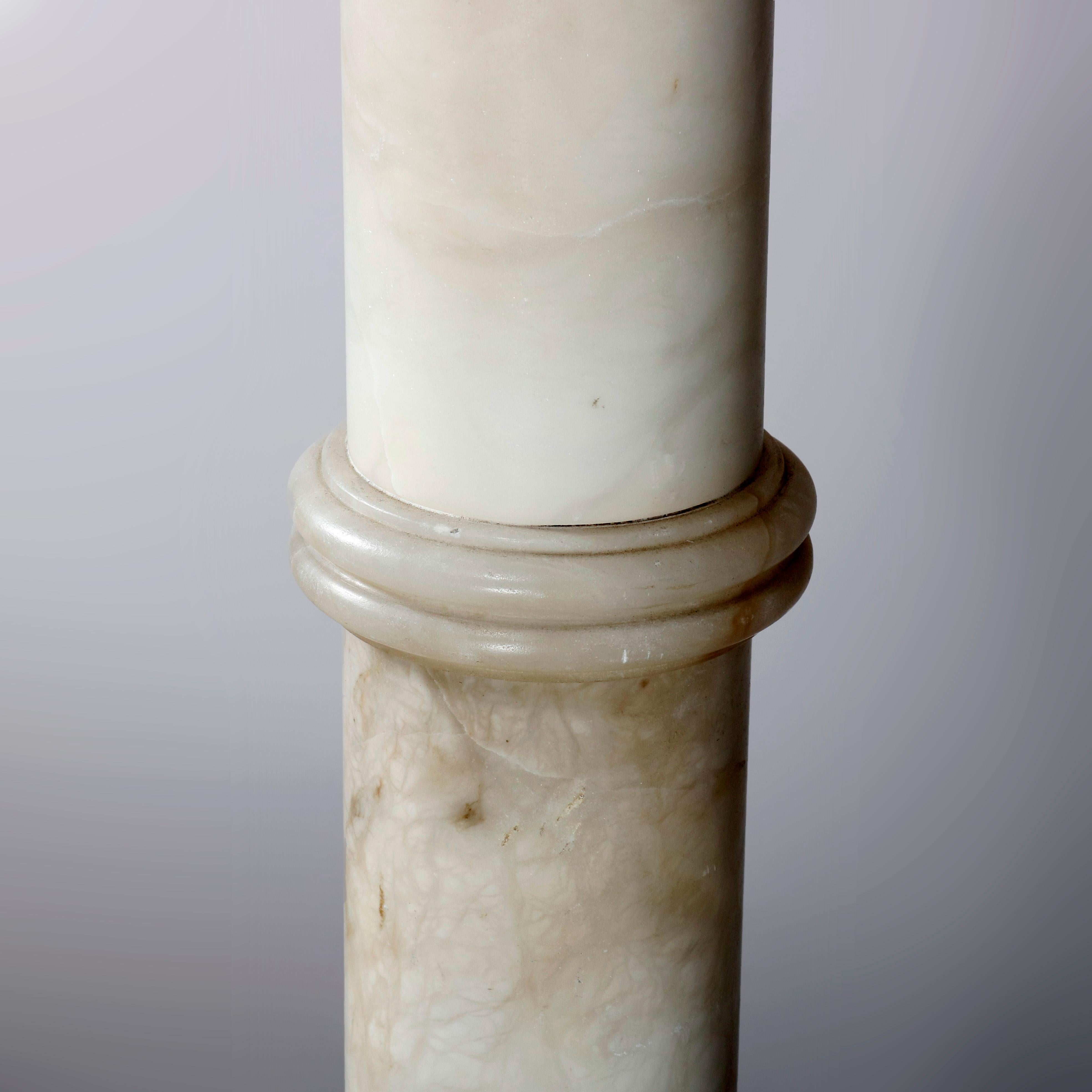 French Carved Italian Marble Doric Column Sculpture Display Pedestal, 20th Century