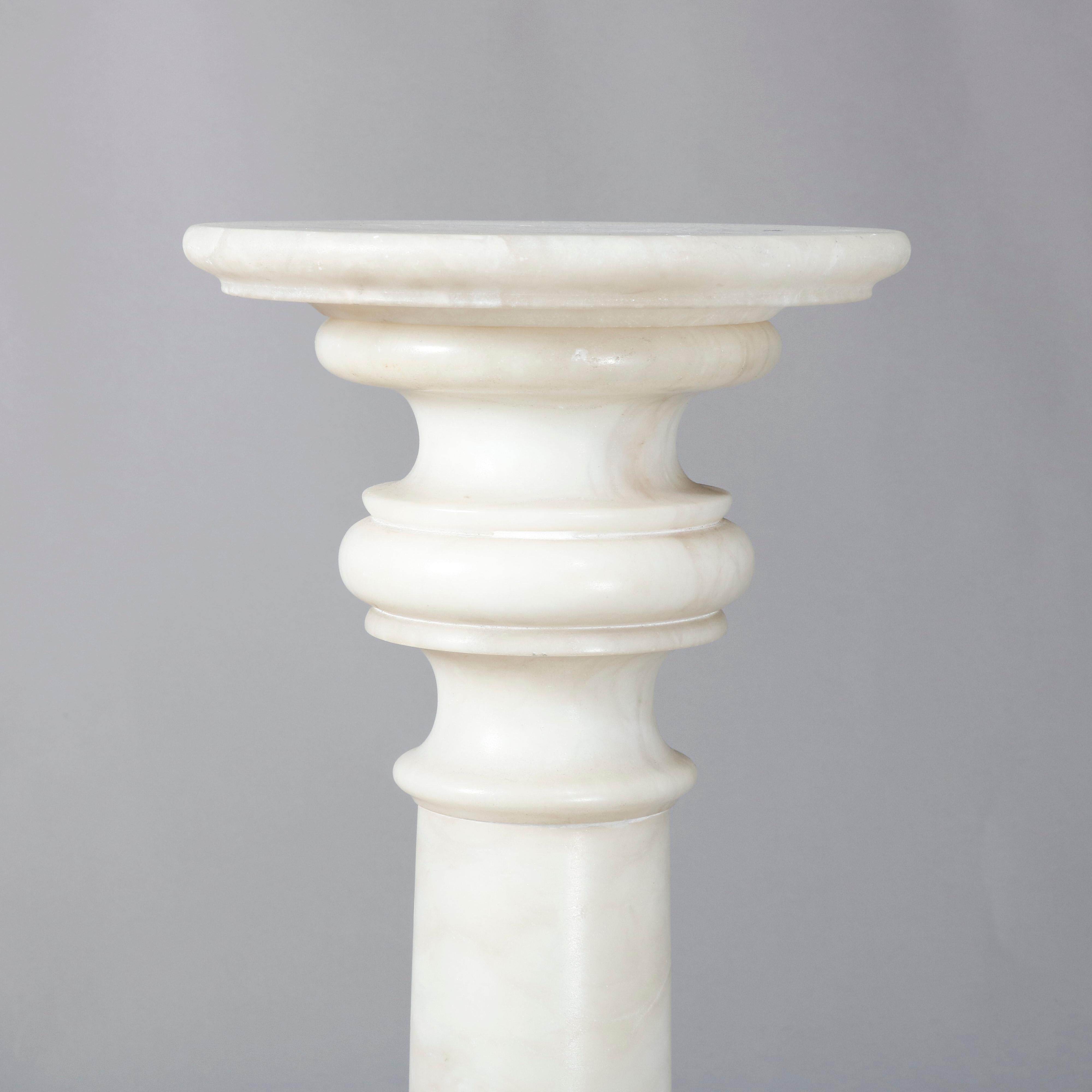 Carved Italian Marble Doric Column Sculpture Display Pedestal, 20th Century In Good Condition In Big Flats, NY