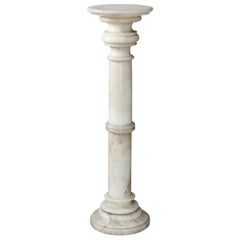 Carved Italian Marble Doric Column Sculpture Display Pedestal, 20th Century