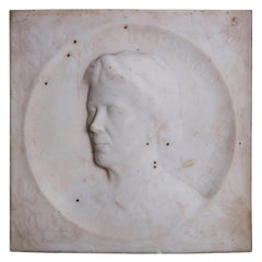 Carved Italian Marble Portrait Plaque "Cristina Maria Bernardi..." circa 1900