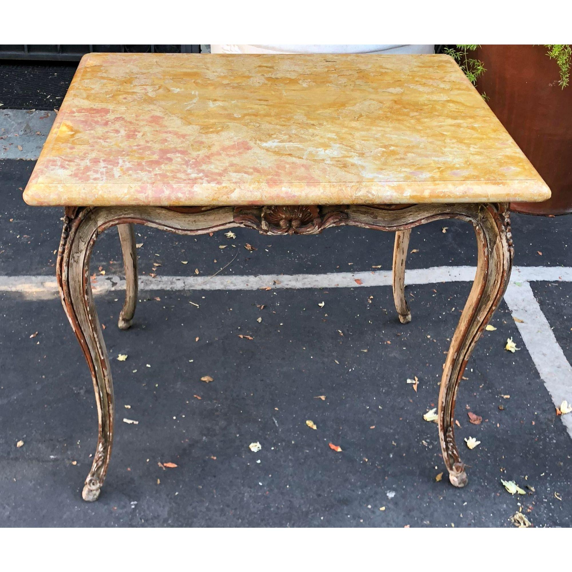 Antique Carved Italian painted walnut side table with sienna marble top

Additional information: 
Materials: Marble, Paint, Walnut
Color: Sienna
Period: Mid-19th Century
Place of Origin: Italy
Styles: Italian
Table Shape: Rectangle
Item