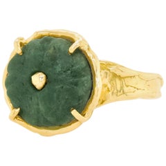 Antique Carved Jade-Set Gold Ring