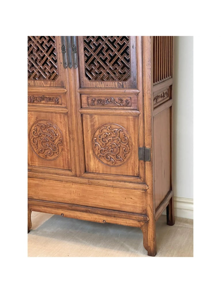 Antique Carved Japanese Armoire Tv 19th Century For Sale at